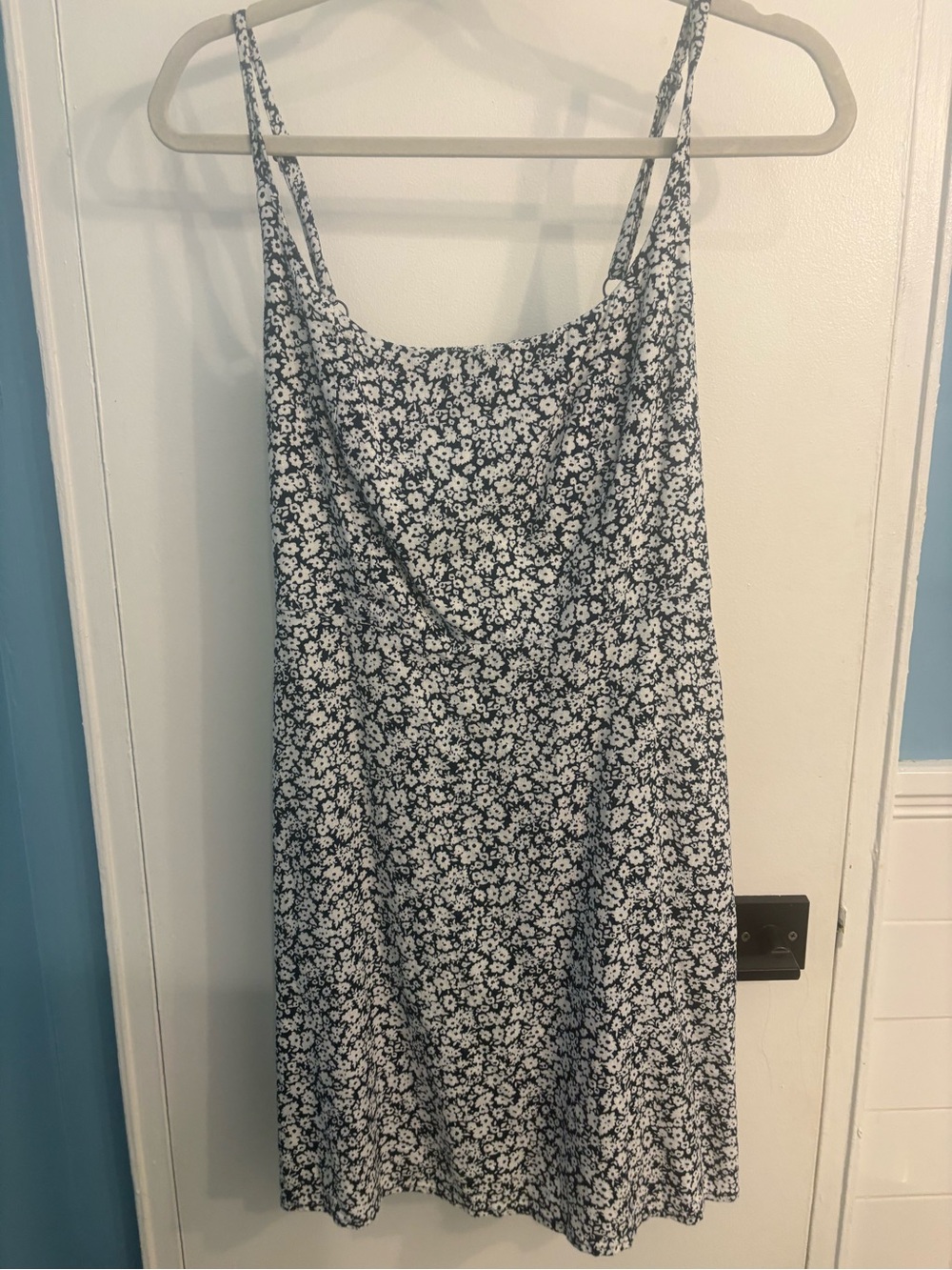 Old Navy Navy and White Floral Slip Mini Dress with Thin Straps